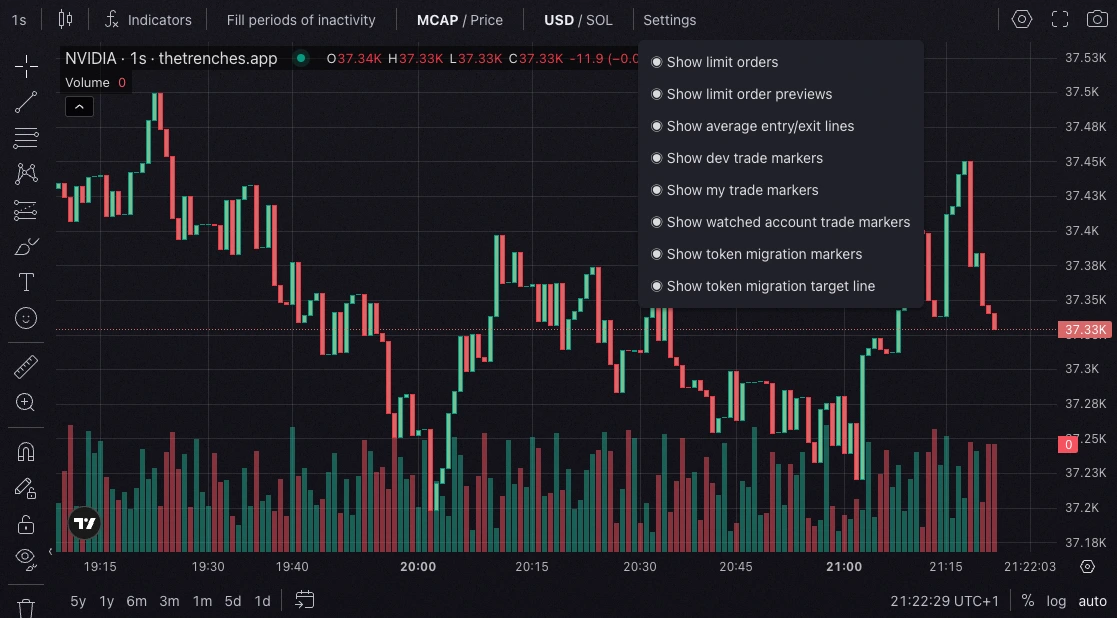 TradingView Settings Menu